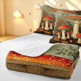 thumbnail image 4 of Homewish Bohemian Woodland Mushrooms Twin Quilt Set,Vintage Fungus Plant Twin Coverlet Set,Light Gray Reversible,2pcs, 4 of 7