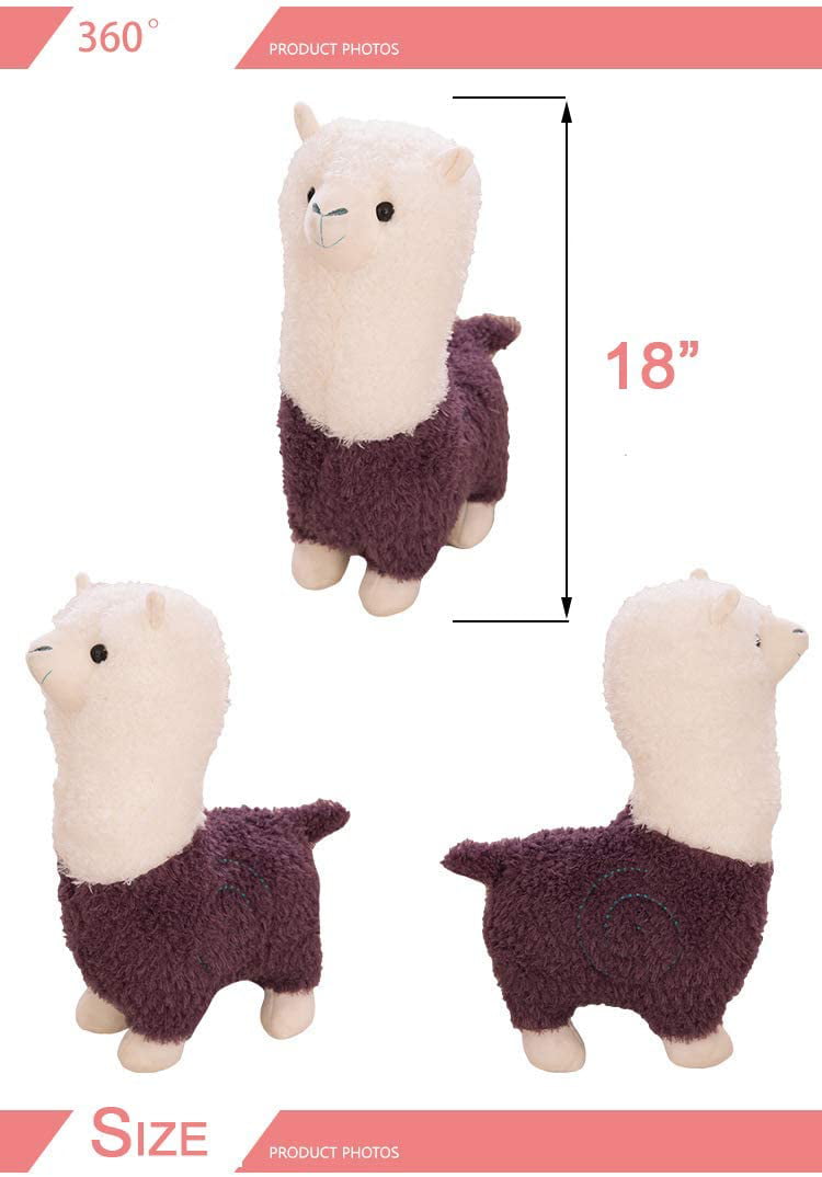 Flykee Kawaii Alpaca Kids Toy Doll Llama Stuffed Plush Soft Doll Cushion Red,28Cm