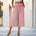 thumbnail image 6 of VV AVEORS Capri Pants For Women Wide Leg Summer Gaucho Capris Pant Palazzo Drawstring Loose Fit Casual Dressy Cropped Trousers With Pockets Pink S, 6 of 6