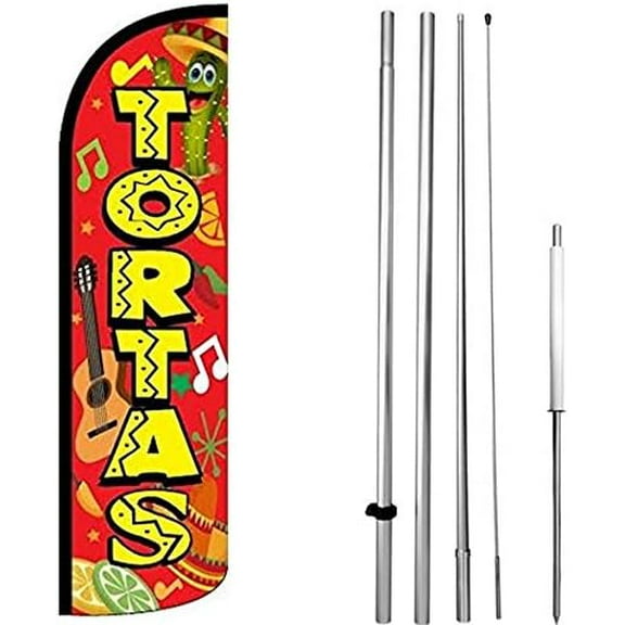 Co TORTAS Windless Feather Swooper Flag 15 Feet Tall Large Pole Kit Banner Sign rq-h