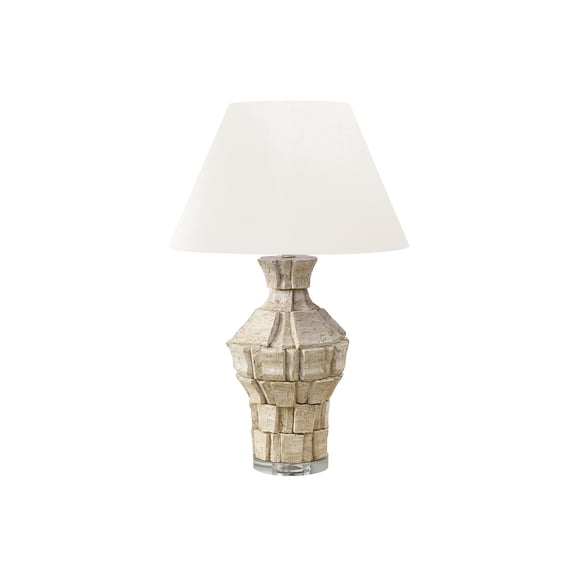 Lighting - 28"h - Table Lamp - Beige Resin - Ivory/Cream Shade - Contemporary