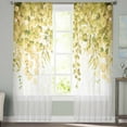 thumbnail image 2 of ERUNPONLY Yellow Eucalyptus Leaves Sheer Curtains 63 Inch Length 2 Panels Set, Spring Floral Summer Botanical Voile Window Treatment Curtains Sheers Drapes for Bedroom/Living Room/Kitchen 52x"63"x2, 2 of 7