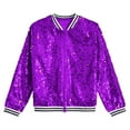 thumbnail image 6 of Aiihoo Kids Sparkly Sequin Bomber Flight Jacket Baseball Jackets Hip-hop Modern Dance Coat Tops Purple 14, 6 of 6