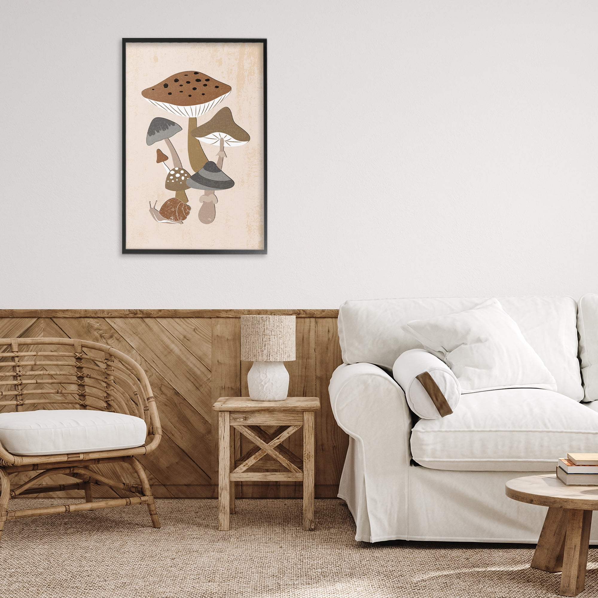 Stupell Industries Earthy Fungi Mushrooms & Snail Black Framed Giclee Art, design by Martina Pavlova