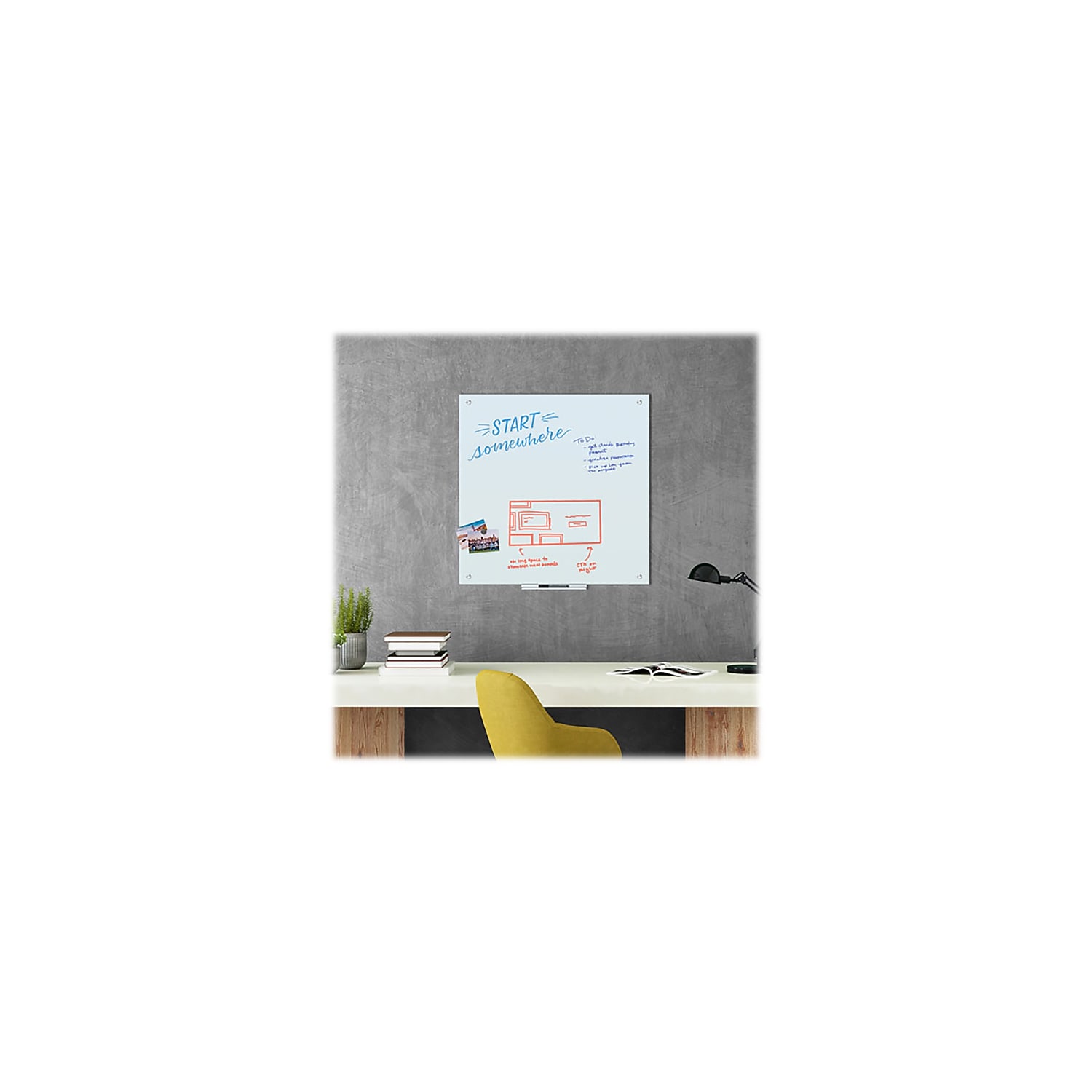 U Brands Magnetic Glass Dry Erase Board Value Pack, 36 X 36, White