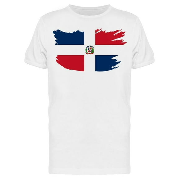 Dominican Flag: Brush Effect T-Shirt Men -Image by Shutterstock, Male 3X-Large