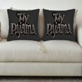 thumbnail image 3 of Set of 2 Decorative Throw Pillow Covers 18x18in - Elegant Black with Metallic Silver ' My Pajama ' Text Perfect for Couch Bed or Car, 3 of 8