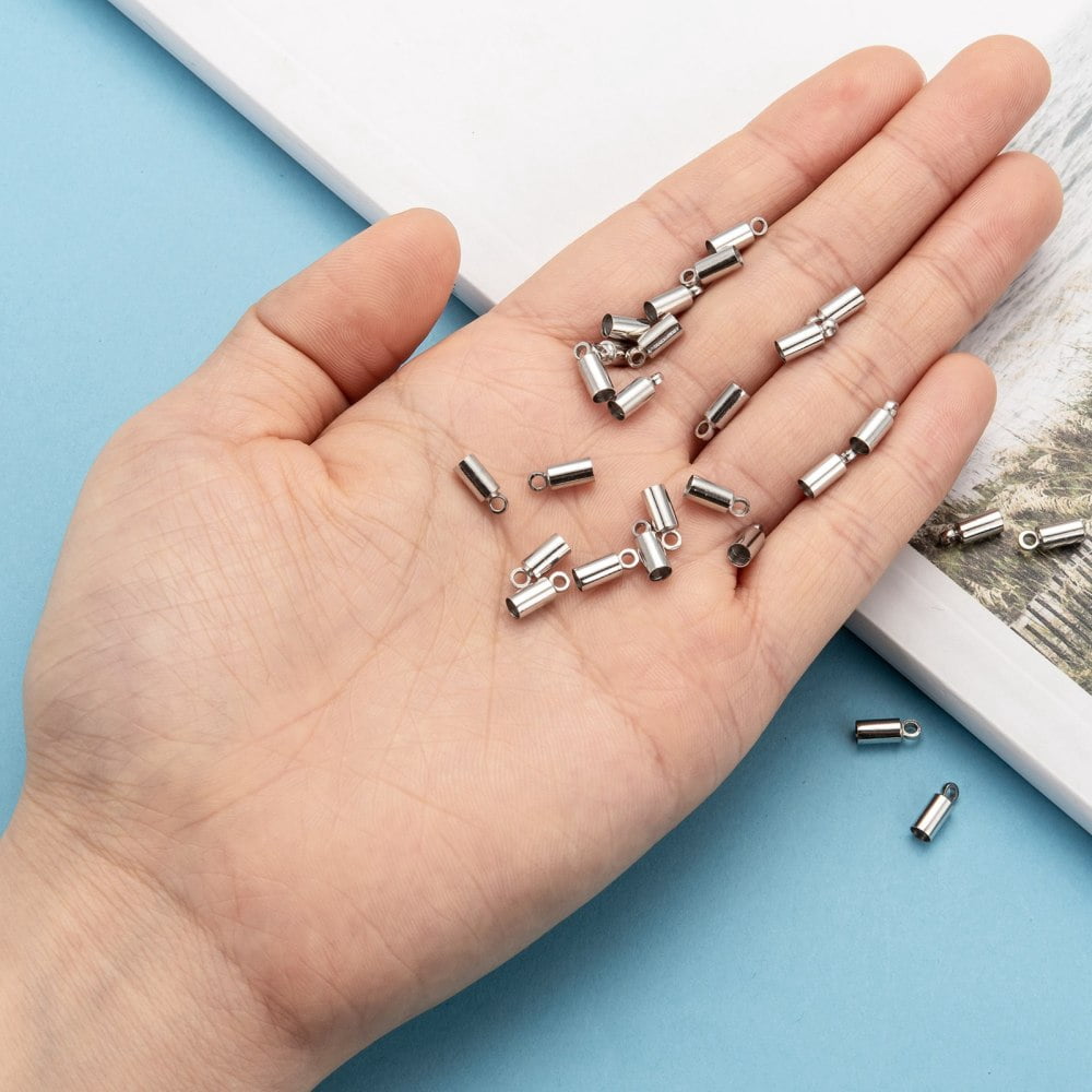Brass Cord Ends Cadmium Free & Nickel Free & Lead Free Platinum 9x3.5mm Hole: 1.5mm 3mm inner diameter DIY