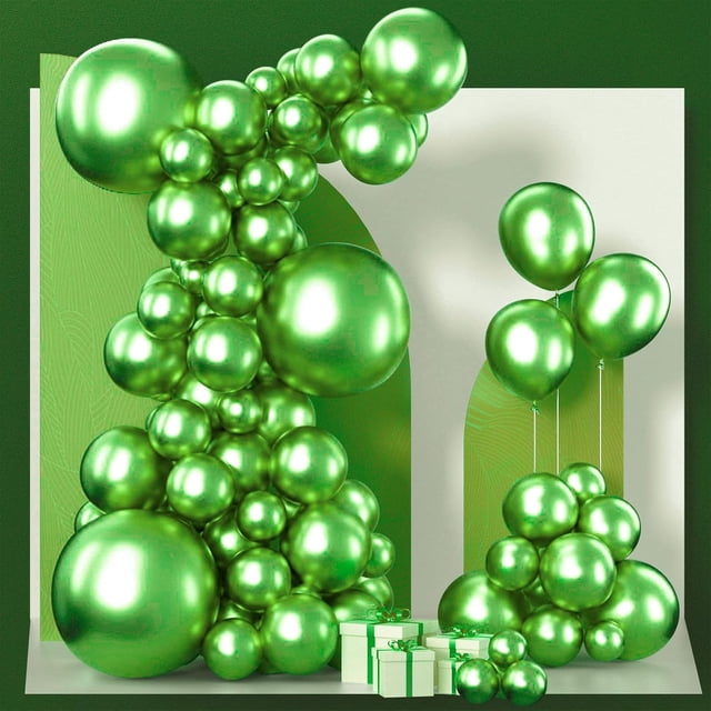 PartyWoo Metallic Green Balloons 100 pcs,1967