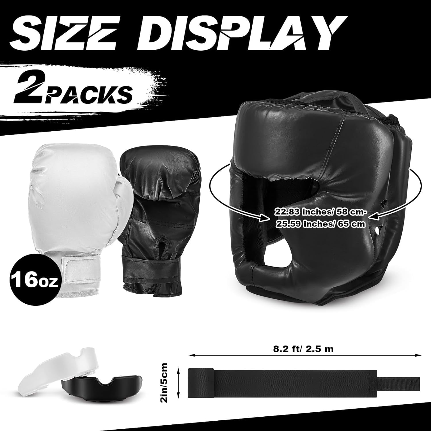 14-piece boxing set includes 2 pairs of 16-ounce (approximately 453.6 grams) boxing gloves, a helmet, and a face mask for adult and youth beginners training equipment