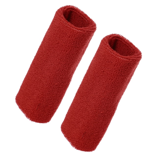 1 par de muñequeras, muñequeras de algodón absorbente de sudor, hilo de látex, rojo, 8x15 cm