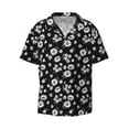 thumbnail image 4 of Uemuo Daisies Flowers Pattern Cotton Linen Short Sleeve Shirts,Casual Lightweight Button Down Shirts,Vacation Beach Summer Tops-3X-Large, 4 of 7