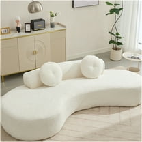 JERFIT Modern Curved Cloud Couch Sofa, 3-4 Seater Upholstered Sectional Sofa with Pillows, Beige Point Corduroy Fabric, No Assembly Required