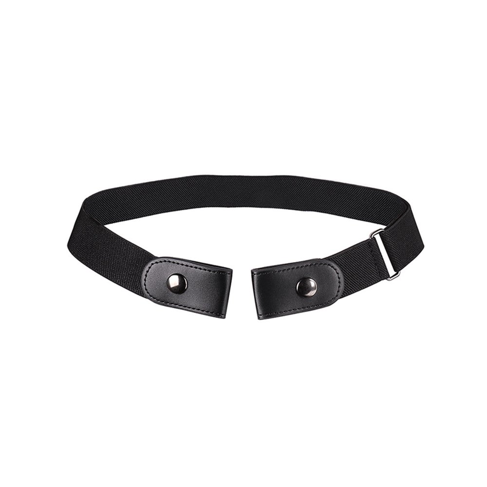 Women Men Unisex Black Buckleless Buckle Free Elastic Belt Waistband