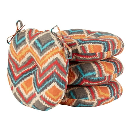 Surreal Chevron 15 in. Round Outdoor Bistro Seat Cushion (Set of 4) by Greendale Home Fashions