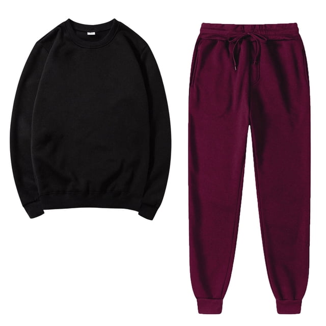 Bowake 2 Piece Sweatsuits for Women Joggering Match Sets Crewneck Sweatshirts Pullover Solid Color Sweatpants Tracksuits
