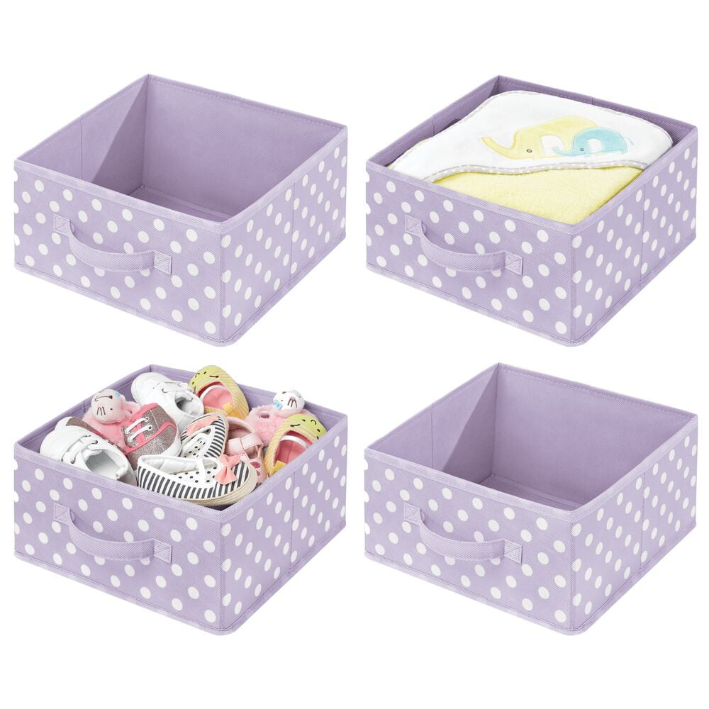  mDesign Fabric Drawer Organizer Bins, Kids/Baby Nursery  Dresser, Closet, Shelf, Playroom Organization, Hold Clothes, Toys, Diapers,  Bibs, Blankets, Set of 2, 4 Pack, Gray/White Polka Dot : Home & Kitchen