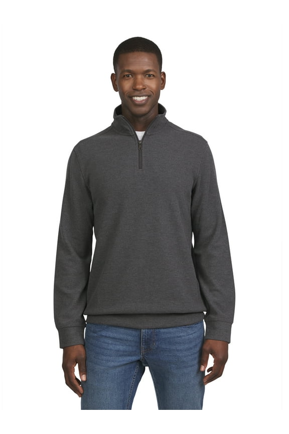Men's & Big Men's Brushed Twill Quarter Zip, Sizes S-2XL
