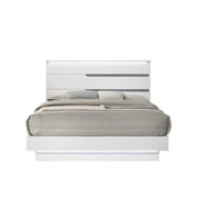 Pemberley Row Solid Wood White Bed Glitz and Glam Queen Platform Style 63.74W x 81.89L Assembled