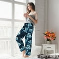 thumbnail image 4 of Uemuo Ink Rose Pattern Women's Wide Leg Palazzo Lounge Pants with Pockets Light Weight Loose Comfy Casual Pajama Pants-, 4 of 9
