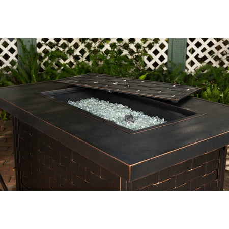 Fire Sense - Armstrong Rectangular Aluminum LPG Fire Pit - Antique Bronze