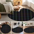 thumbnail image 5 of Large Round Rug 8Ft Washable Non-Slip, Black Geometric Circle Area Rugs for Living Room Bedroom, Vintage Grid Plaid Colorful Lines Indoor Floor Mats Carpet Runner for Home Decor, 5 of 8