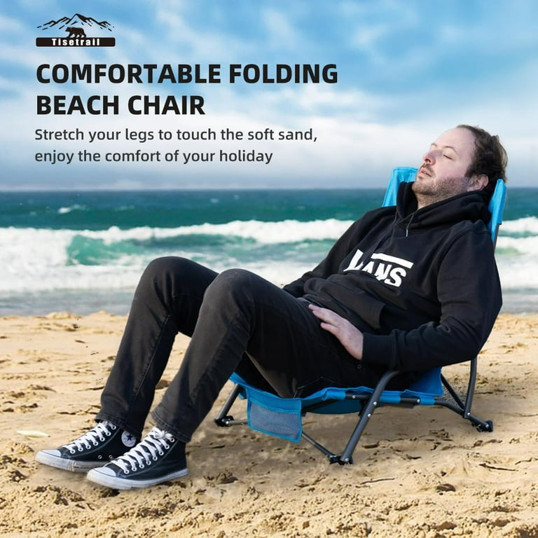 Portable Beach Chair for Adults Low Back Sling Chair with Cup Holder Folding Mesh Sand Chair Lightweight Lawn Chair for Beach Lawn Camping Concert Travel Supports 300lbs Walmart