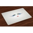thumbnail image 1 of Ambesonne Eyelash Place Mats Set of 4, Dreamy Eyes Red Lips, Standard Size, Multicolor, 1 of 4