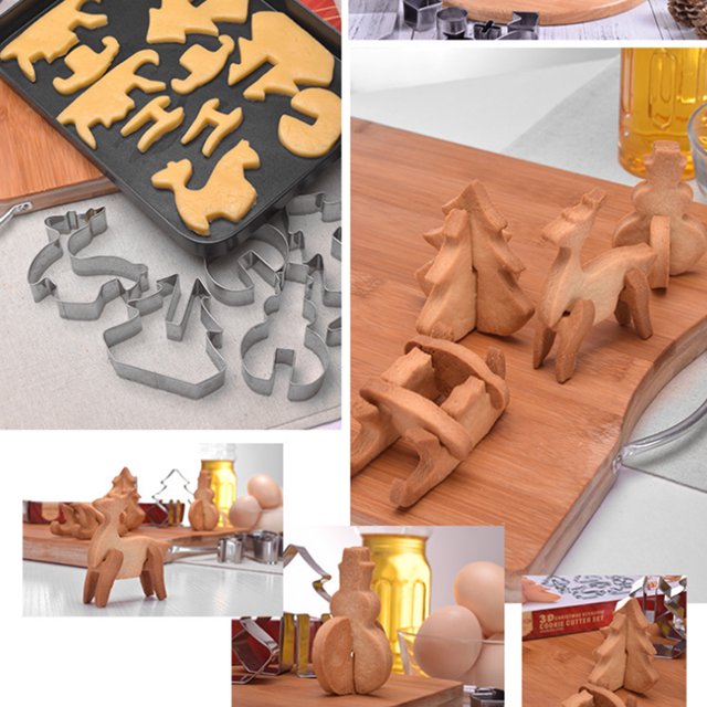 Dekaim Cookie Cutter, 18Pcs/Set Stainless Steel Cookie Mold Cutter Set Christmas DIY House Molds Baking Tool