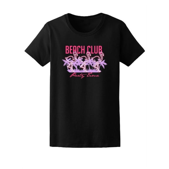 Beach Club Party Time Flamingo T-Shirt Women -Image by Shutterstock, Female Large