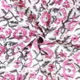 thumbnail image 3 of Indian Kantha Quilt Throw 100% Cotton Blanket Bedspread Hand Block Print Single Size Pink Flower Print, 3 of 4