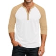 thumbnail image 2 of Hearthz Mens 3/4 Raglan Sleeve Tshirts Henley Neck Baseball Shirt Colorblock Plus Size Tops for Men Fall T Shirts for Man, 2 of 9