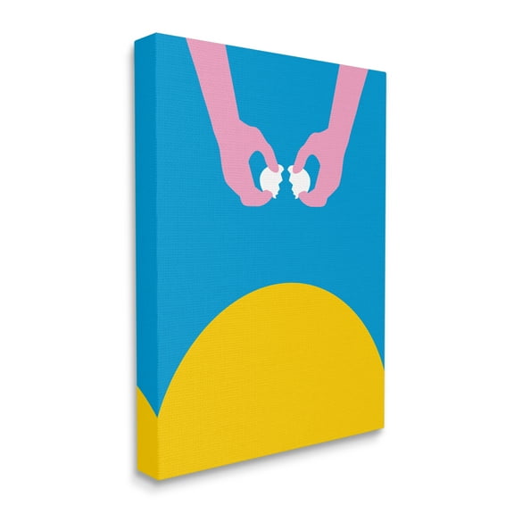 Stupell Industries Sun Rise Breakfast Pink Hands Cracking Eggs Abstract Painting Gallery Wrapped Canvas Print Wall Art, 16 x 20