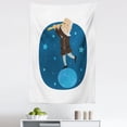 thumbnail image 1 of Engineering Theme Tapestry, Cartoon Character Galileo Discovering Space Galaxy Star on Earth, Fabric Wall Hanging Decor for Bedroom Living Room Dorm, 5 Sizes, White Dark Sky Blue, by Ambesonne, 1 of 1