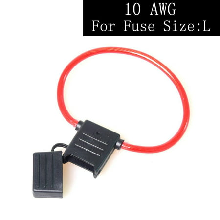 10 Guage In-line Blade Fuse Holder Cable ATC/ATO Heavy Duty for Car Electronics Modify Lab Solar System, Circuit Blow-out/Overload Protection, Large L Size Fuse Holder (Best Car Water Blade)