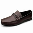 thumbnail image 3 of Men's Casual Loafers Slip On Leather Shoes Comfortable Lightweight Driving Shoes Male Moccasins Classic Penny Loafer Flats Boat Shoes Outdoor Walking Shoes, 3 of 13