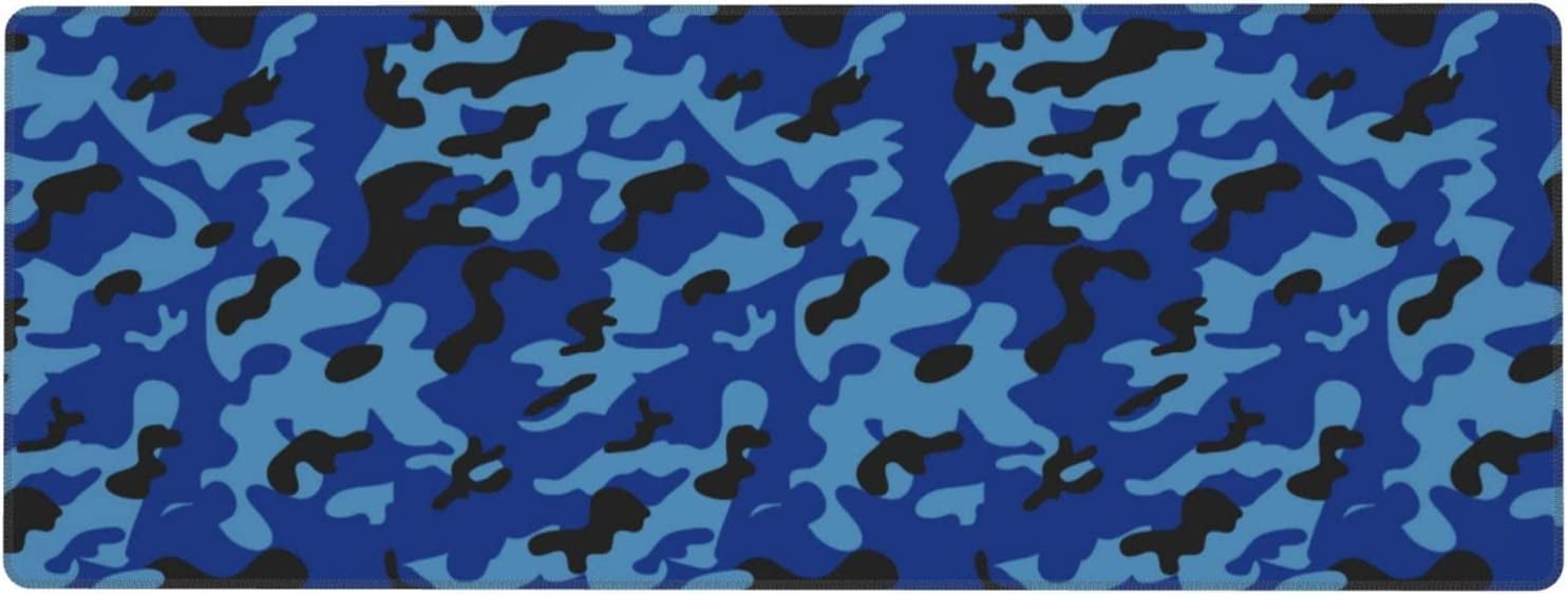 Dark Blue Camouflage Large Mouse Pads Rectangle Long Extended Big Stitched Edge Gaming Mousepad