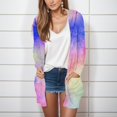 thumbnail image 2 of BODOAO Women's Cardigans Open Front Casual Lightweight Long Sleeve Knit Classic Fall Fashion Cardigan with Pockets Women's Autumn and Winter Gradient Thin Mid Length Cardigan Side Pocket Jacket Blue L, 2 of 6
