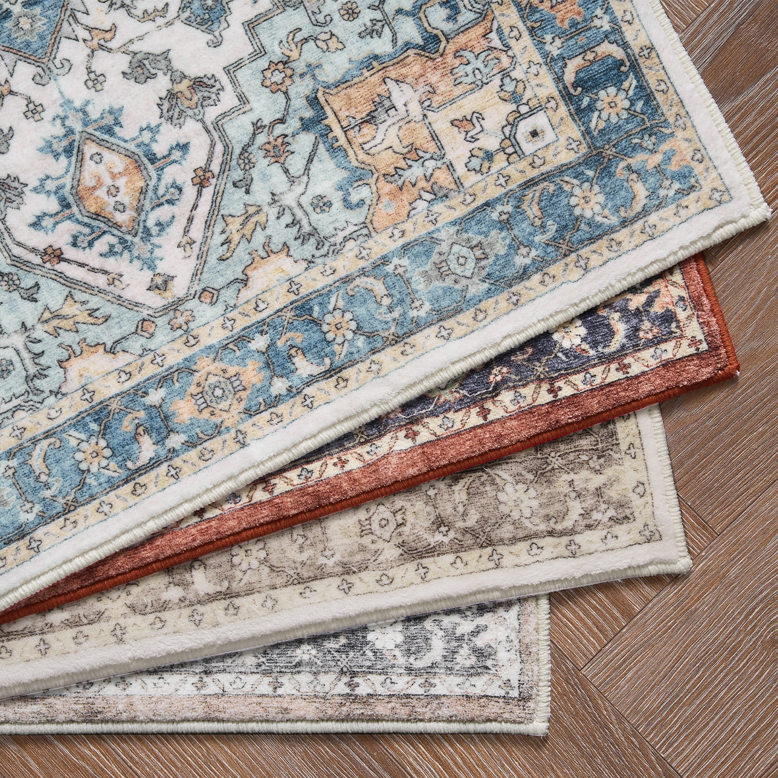 RUGKING Area Rugs for Living Room 8x10,Traditional Boho Vintage Medallion Look Home Mat, Non Slip Washable Carpet, Taupe