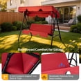 thumbnail image 3 of Ktaxon 3-Person Porch Swing with Stand, Outdoor Swing Chair with Adjustable Canopy & Cushion, Red, 3 of 7