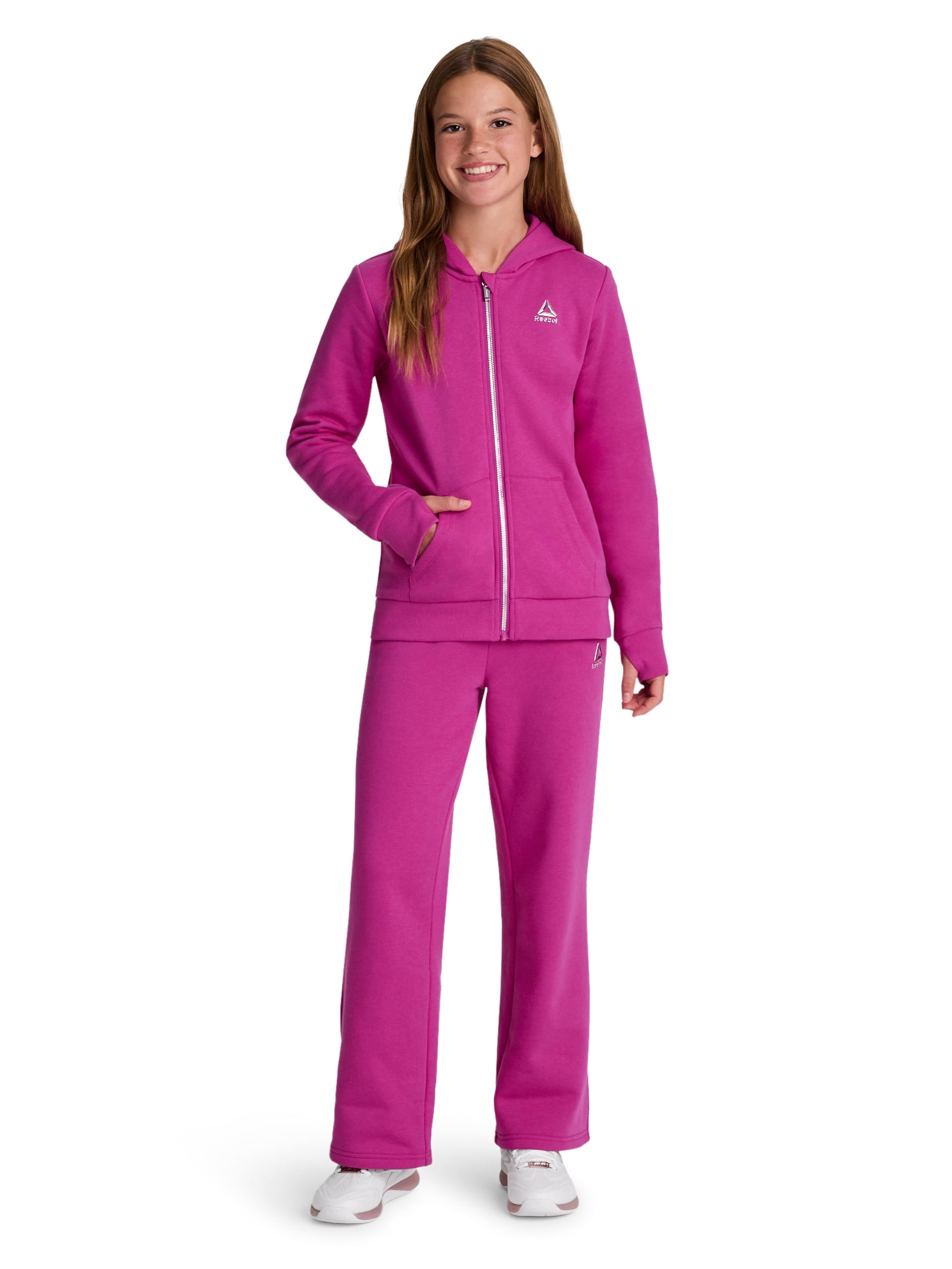 Reebok Girl’s Game Day Fleece Full Zip Hoodie, Sizes 4-18