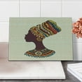 thumbnail image 2 of Tribal Cutting Board, Woman in Traditional Fashion Dress Portrait Glamour Graphic, Decorative Tempered Glass Cutting and Serving Board, Small Size, Cream and Brown, by Ambesonne, 2 of 5