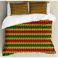 thumbnail image 3 of Rasta Duvet Cover Set Twin Size, Geometrical Zig Zag Triangle Inspired Shapes in Flag Colors Art Print, Decorative 2 Piece Bedding Set with 1 Pillow Sham, Marigold Orange and Green, by Ambesonne, 3 of 3