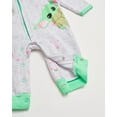 thumbnail image 6 of STAR WARS The Mandalorian Baby Girls Hooded Bodysuit - Baby Yoda Sweatshirt Fleece Zip Up One Piece Pink/Yellow, 12M, 6 of 6