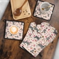 thumbnail image 5 of Schnauzer Dog and Flower Floral Kitchen Oven Mitt and Pot Holder Sets 4 Pcs for Baking, Cooking and Grilling, Heat Resistant Up To 392 °F, 5 of 7