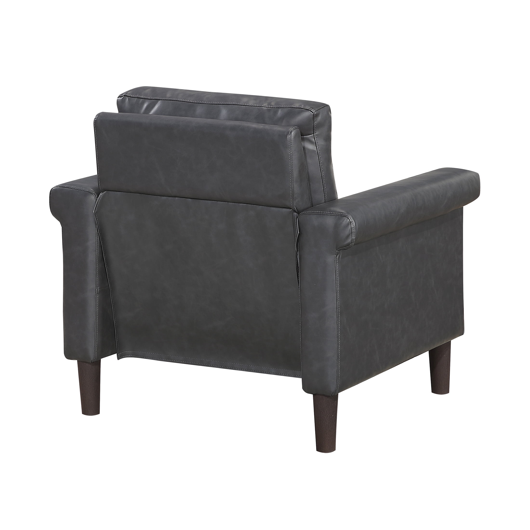 OakvillePark Hartwell Faux Leather Chair with Nailhead Trim, Dark Gray