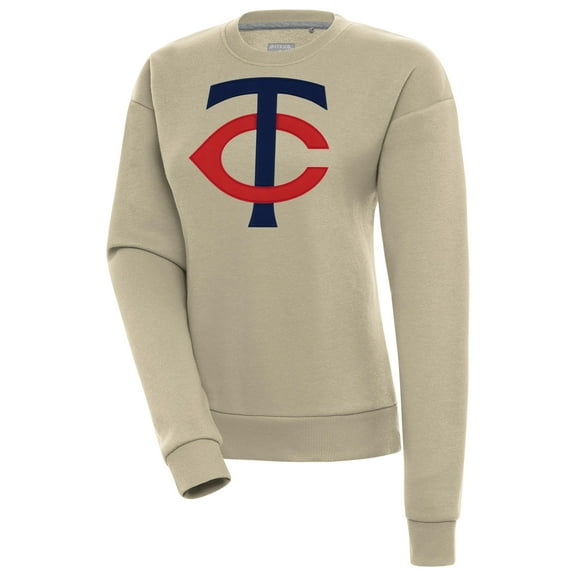 Women's Antigua Khaki Minnesota Twins Victory Pullover Sweatshirt