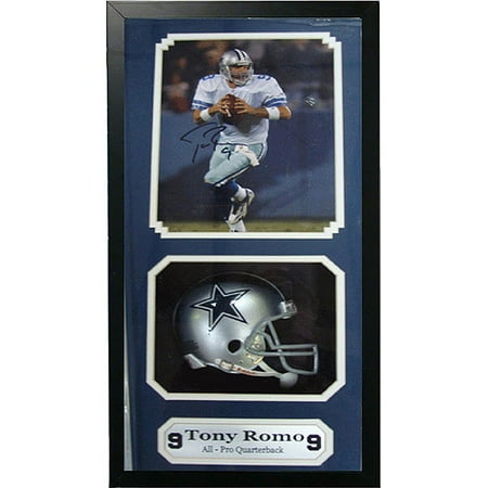 NFL Tony Romo Autographed Shadow Box with Mini Helmet, 14x20