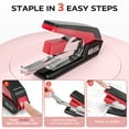 thumbnail image 3 of Effortless Heavy Duty Desktop Stapler, 40 Sheet Capacity, 1-Finger Press Stapling, Ergonomic & Easy to Load, Includes 2000 Staples and Magnetic Staple Remover, Red, 3 of 9