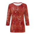 thumbnail image 4 of CaComMARK PI Womens Tops Plus Size Clearance Women's Printed Loose T-shirt Casual Round Neck 3/4 Sleeves Blouse Red, 4 of 5